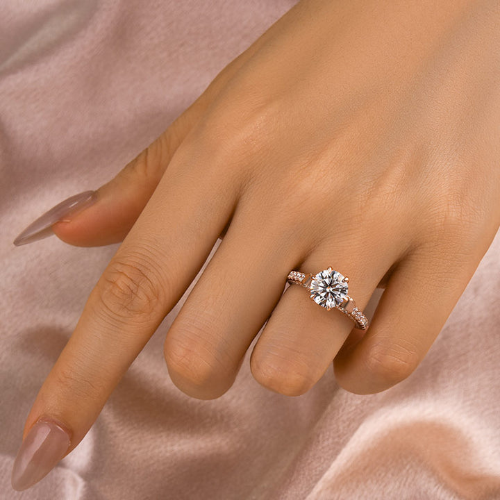 Rodiffy Moissanite 2.0 Ct Bow Base Design Rose Gold Promise Bridal Ring