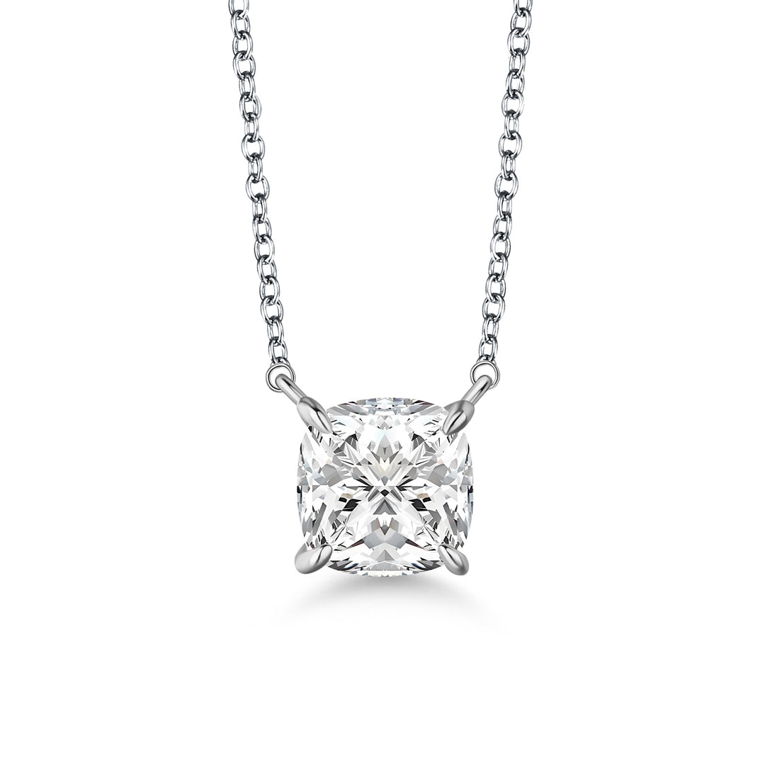 Moissanite 3.5Ct Cushion Cut White Gold Pendant Necklace