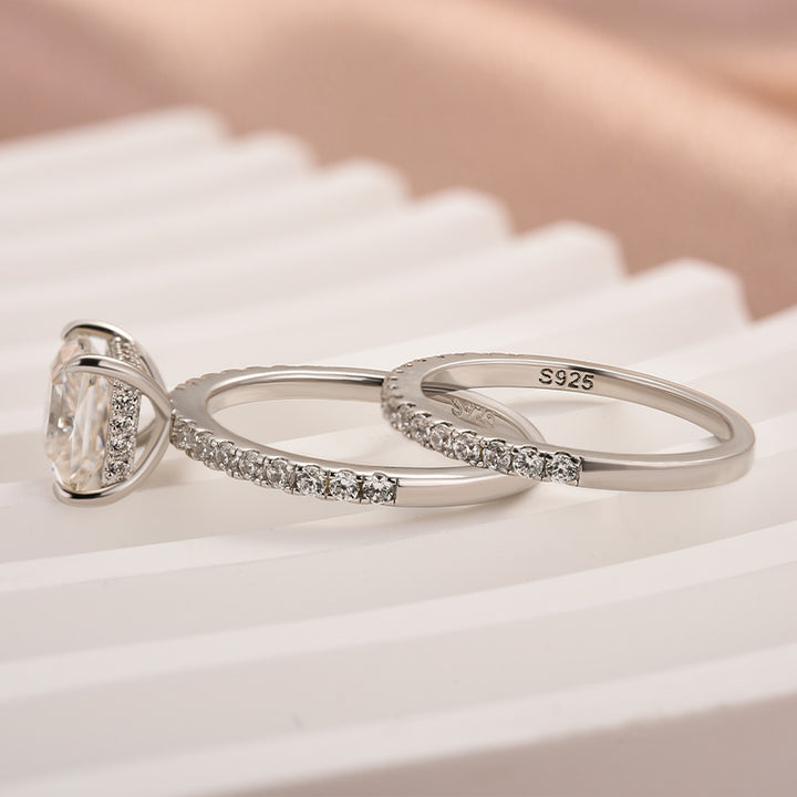 Rodiffy Moissanite 2.0 Ct Princess Cut Wedding Ring Set For Women