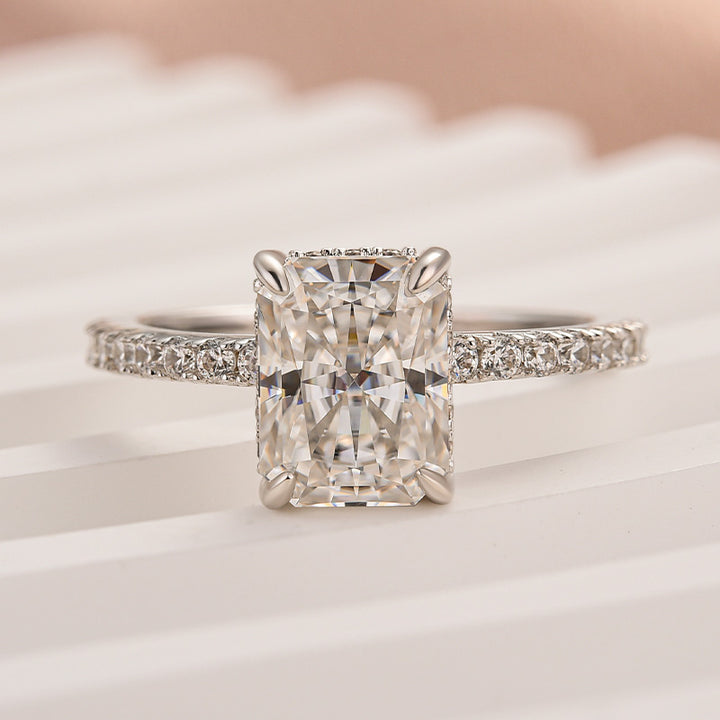 Rodiffy Moissanite 2.0 Ct Radiant Cut White Gold Engagement Ring
