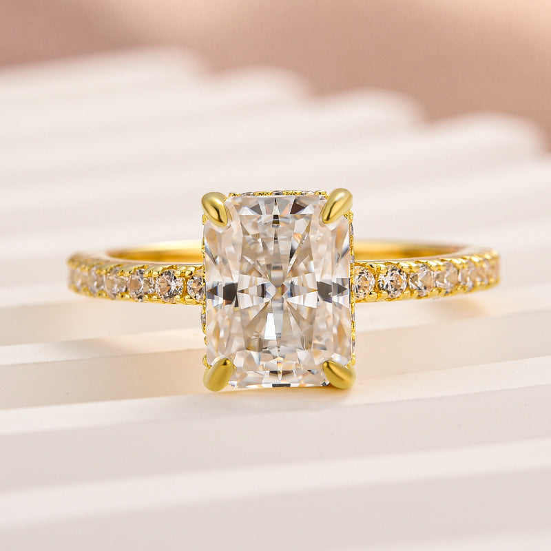 Rodiffy Moissanite 2.0 Ct Radiant Cut Yellow Gold Engagement Ring