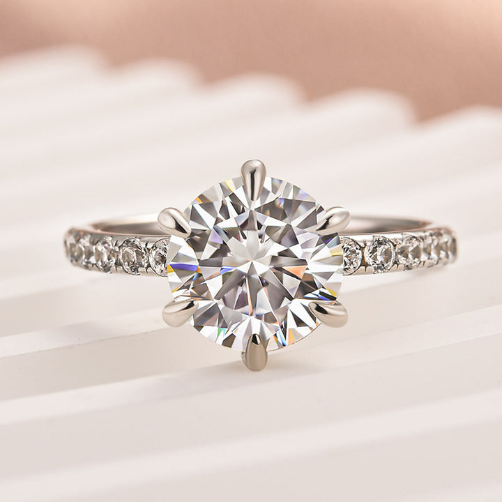 Rodiffy Moissanite 2.0 Ct Hidden Halo Round Cut White Gold Engagement Ring