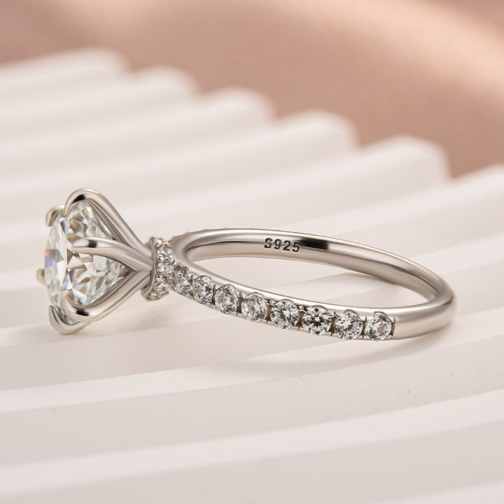 Rodiffy Moissanite 2.0 Ct Hidden Halo Round Cut White Gold Engagement Ring