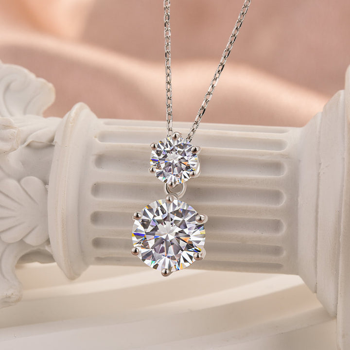 Rodiffy Moissanite 3.8 Ct Round Cut White Gold Pendant Necklace