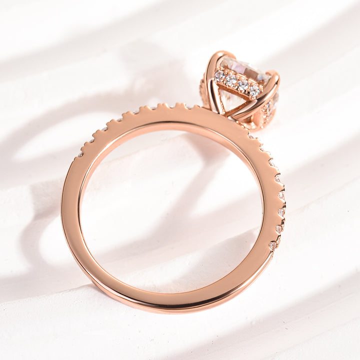 Rodiffy Moissanite 2.0 Ct Square Cushion Rose Gold Bridal Ring