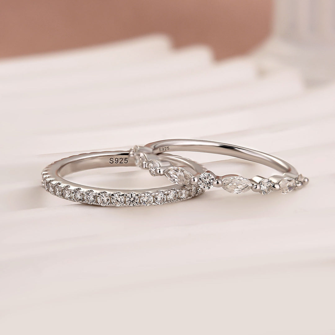 Eternity Stackable Moissanite Diamonds Wedding Band Set