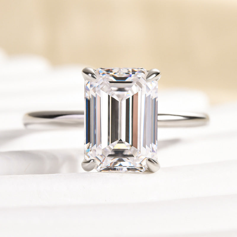 Rodiffy Moissanite 3.5 Ct Emerald Cut Solitaire Engagement Ring For Her