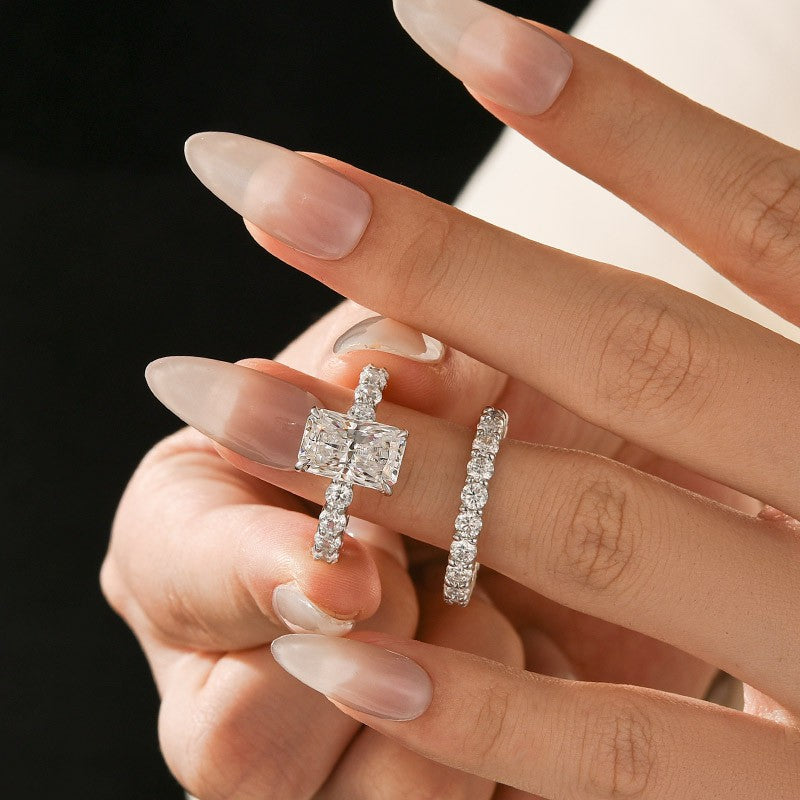 Moissanite 3.5 Ct Radiant Cut White Gold Wedding Ring Set For Women