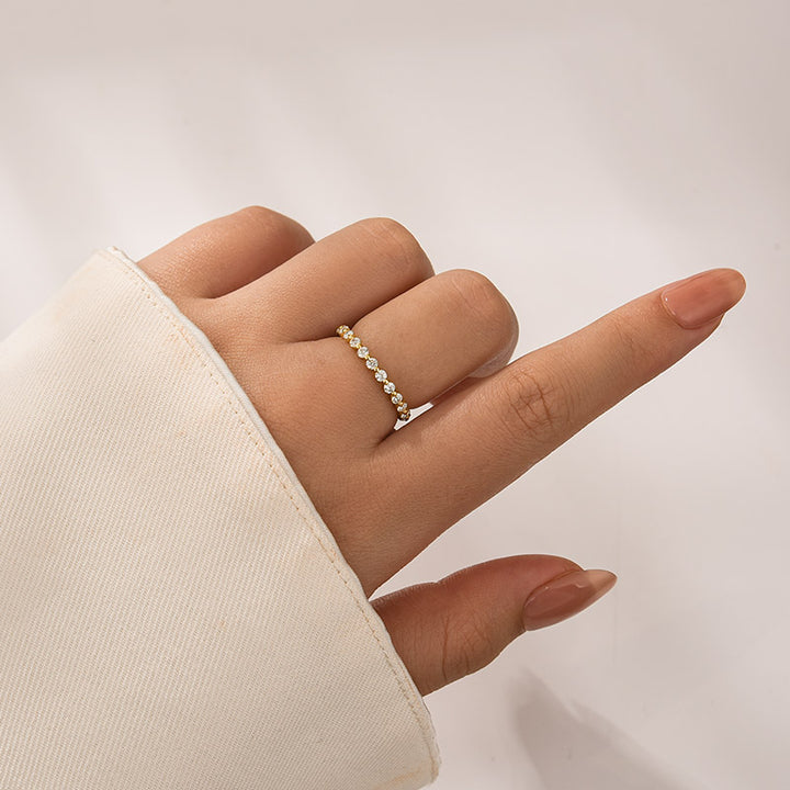 Rodiffy Moissanite 1.0Ct ~1.5 Ct Round Cut 18K Gold Plated Stackable Anniversary Ring