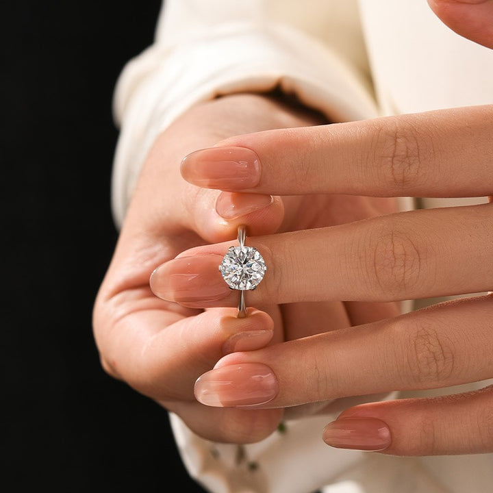 Moissanite 3.0Ct Round Cut Comfort Fit Six Prong Solitaire Engagement Ring