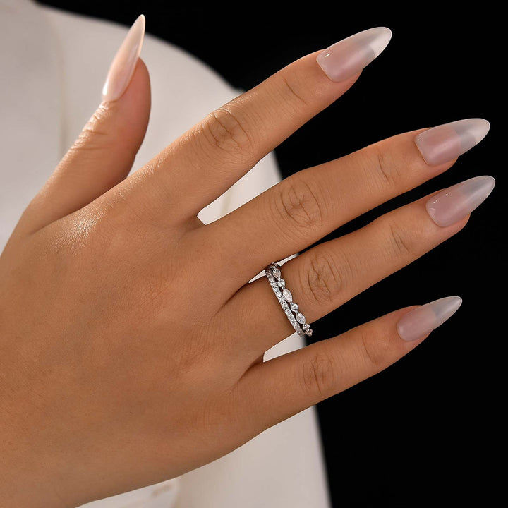 Eternity Stackable Moissanite Diamonds Wedding Band Set