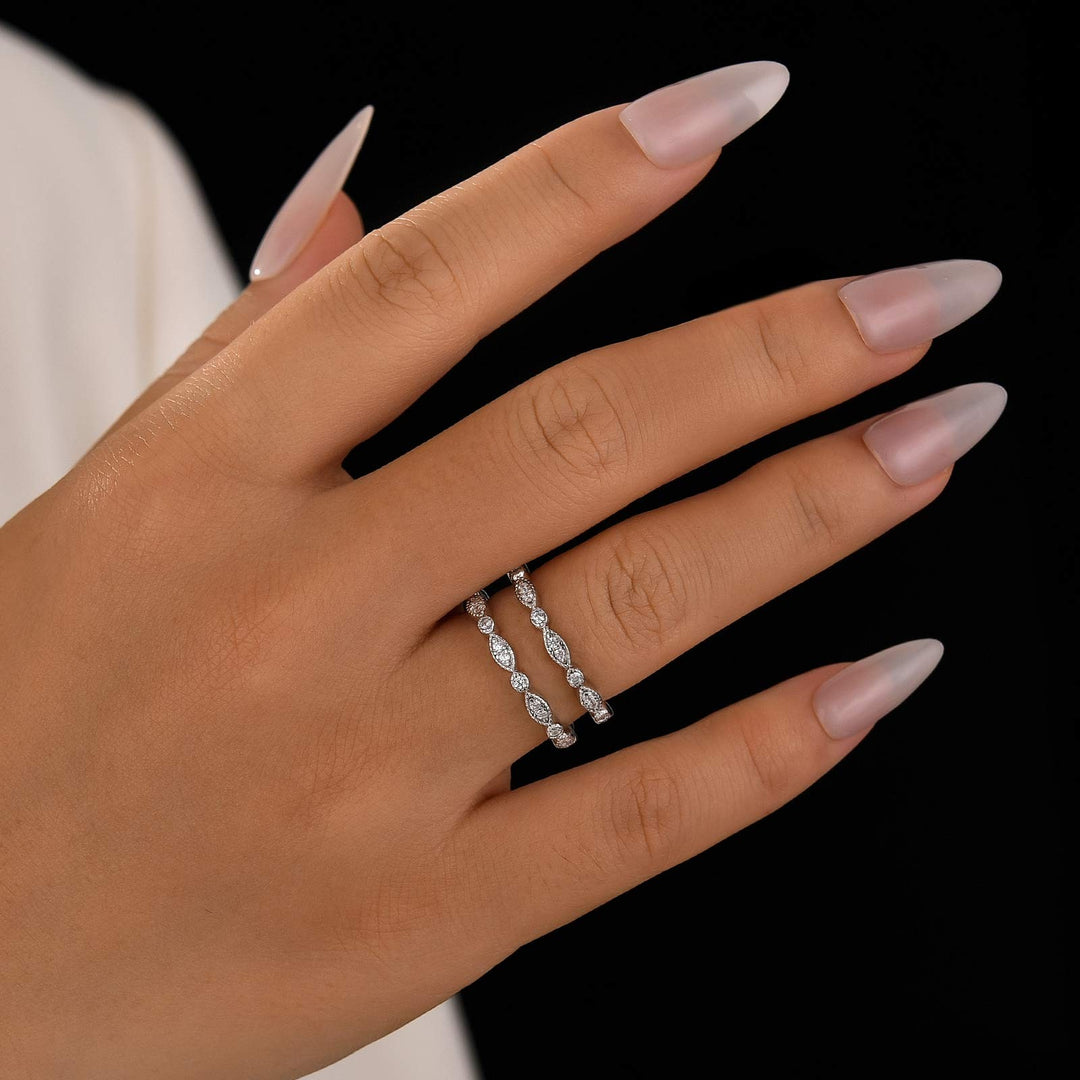 0.6Ct Moissanite with Matching Pave Eternity Band in White Gold