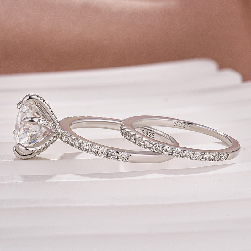 Moissanite 3.0Ct Round Cut White Gold Bridal Wedding Ring Set