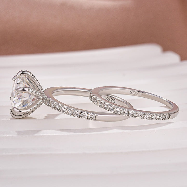 Moissanite 3.0Ct Round Cut White Gold Bridal Wedding Ring Set