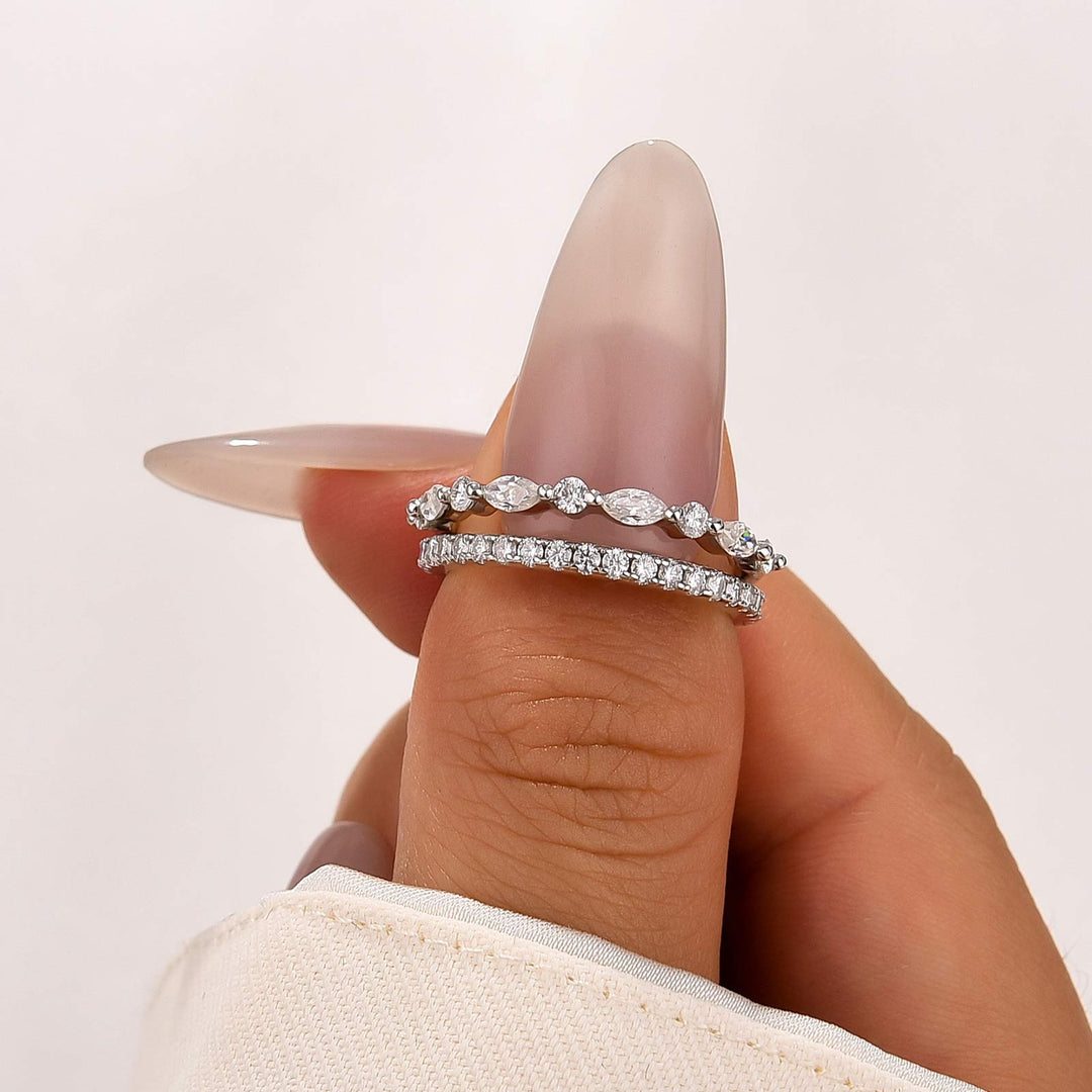 Eternity Stackable Moissanite Diamonds Wedding Band Set