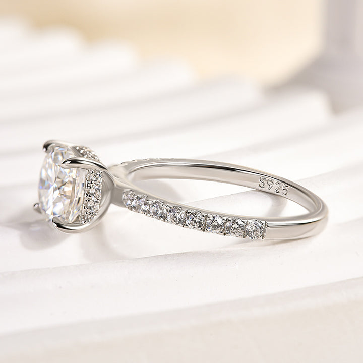 Rodiffy Moissanite 2.0Ct -2.5Ct Square Cushion Promise Bridal Ring