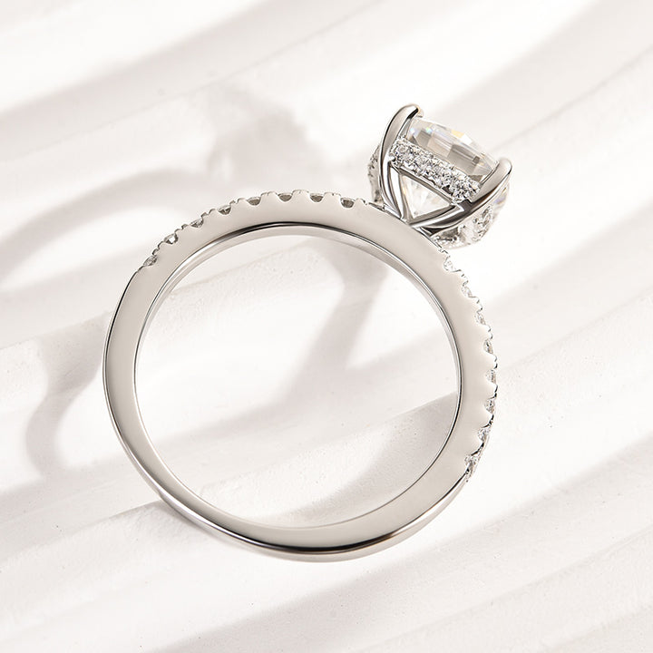 Rodiffy Moissanite 2.0Ct -2.5Ct Square Cushion Promise Bridal Ring
