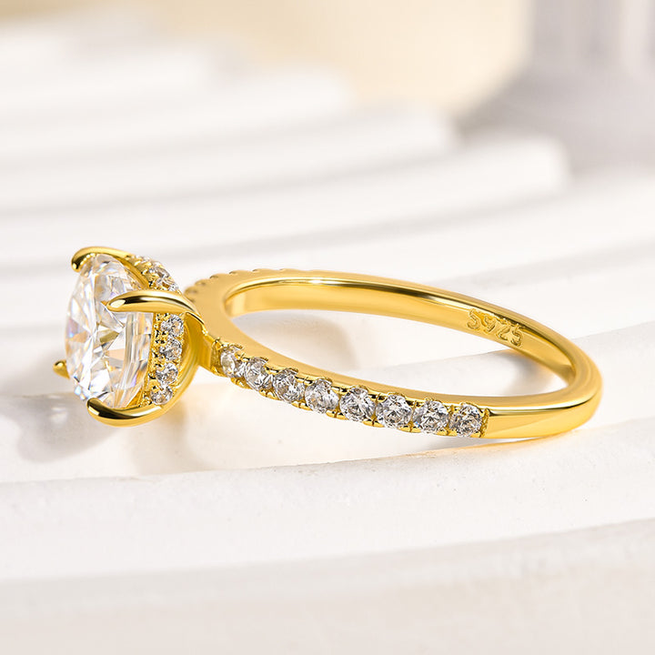 Rodiffy Moissanite 2.0 Ct～2.5 CtSquare Cushion Yellow Gold Promise Ring