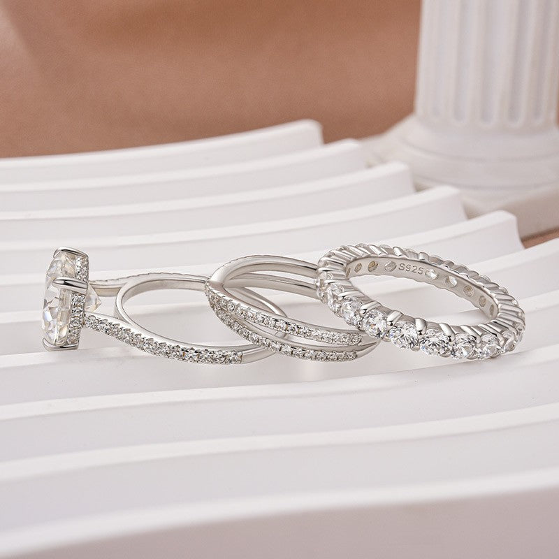 4.0 Ct Round Cut Moissanite Diamond Wedding Ring with Twist Bands