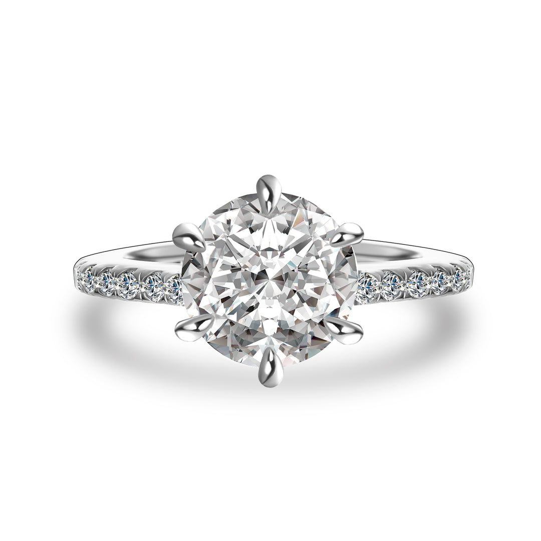 Rodiffy Moissanite 2.0Ct  Hidden Halo Round Cut White Gold Engagement Ring