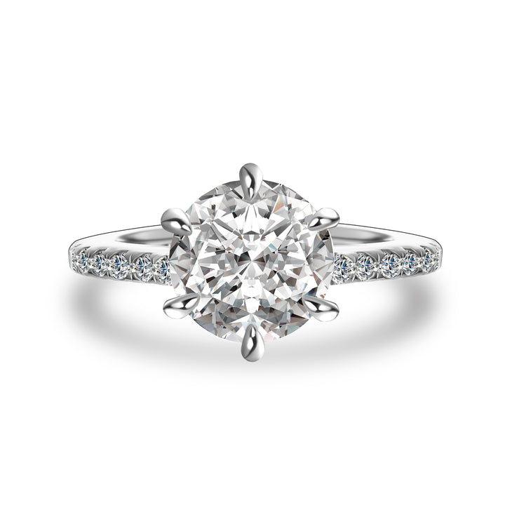 Rodiffy Moissanite 2.0 Ct Hidden Halo Round Cut White Gold Engagement Ring