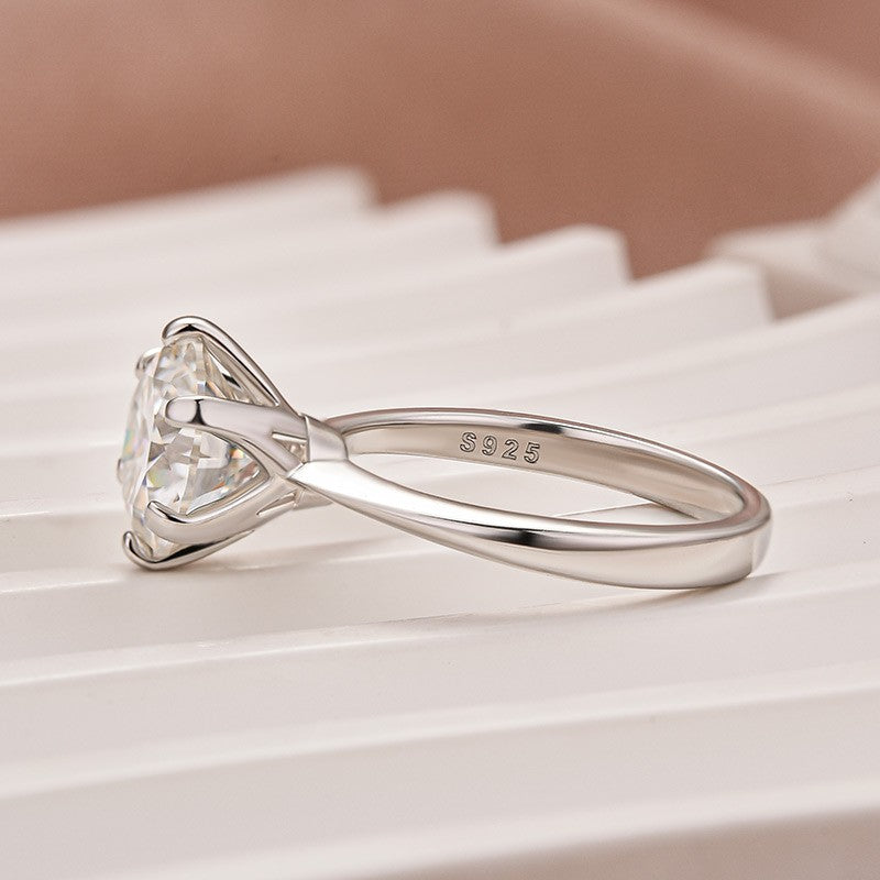 Moissanite 3.0Ct Round Cut Comfort Fit Six Prong Solitaire Engagement Ring