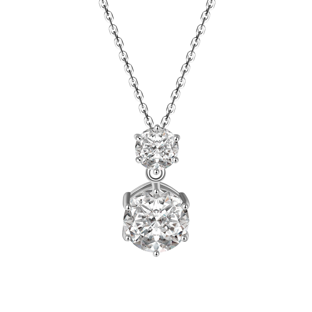 Rodiffy Moissanite 3.0 Ct Round Cut White Gold Pendant Necklace