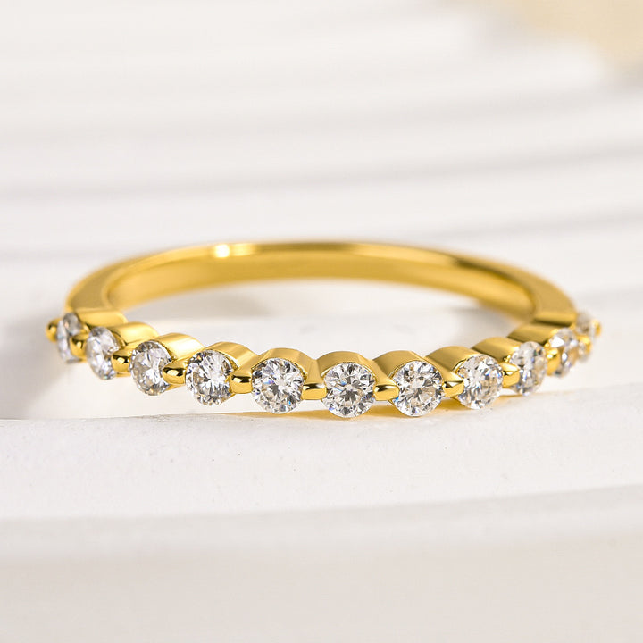 Rodiffy Moissanite 0.4 Ct Yellow Gold Half Eternity Thin Women&