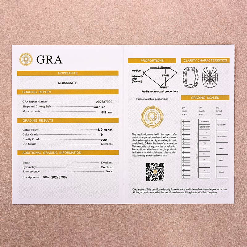 Rodiffy Moissanite 3.0 Ct Cushion Cut White Gold Engagement Ring