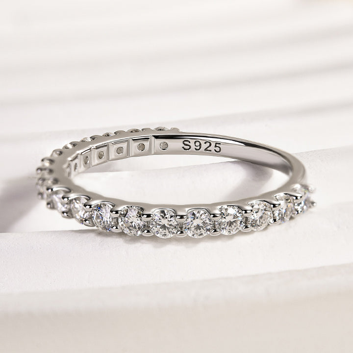 Rodiffy Moissanite 0.6 Ct White Gold Round Cut Eternity Wedding Band