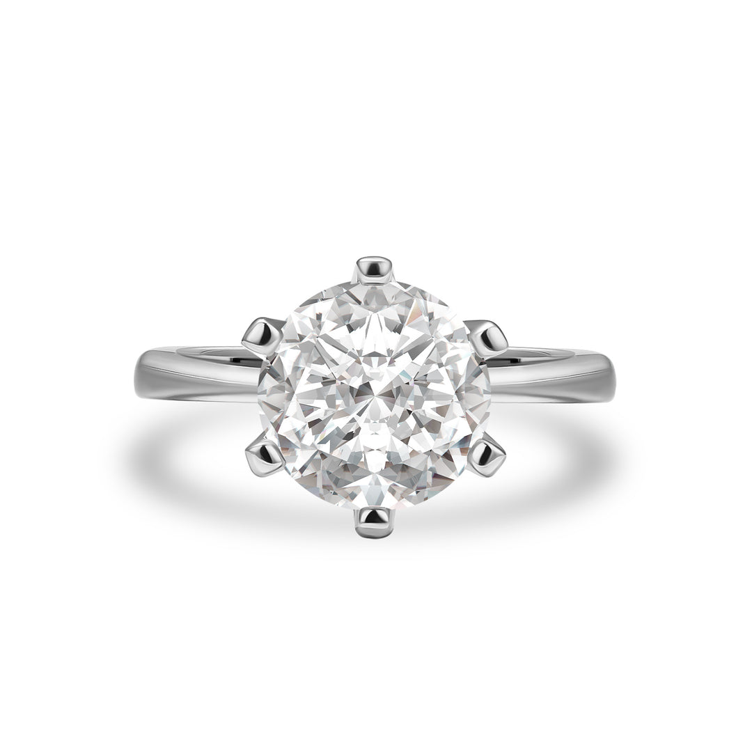 Moissanite 3.0Ct Round Cut Comfort Fit Six Prong Solitaire Engagement Ring