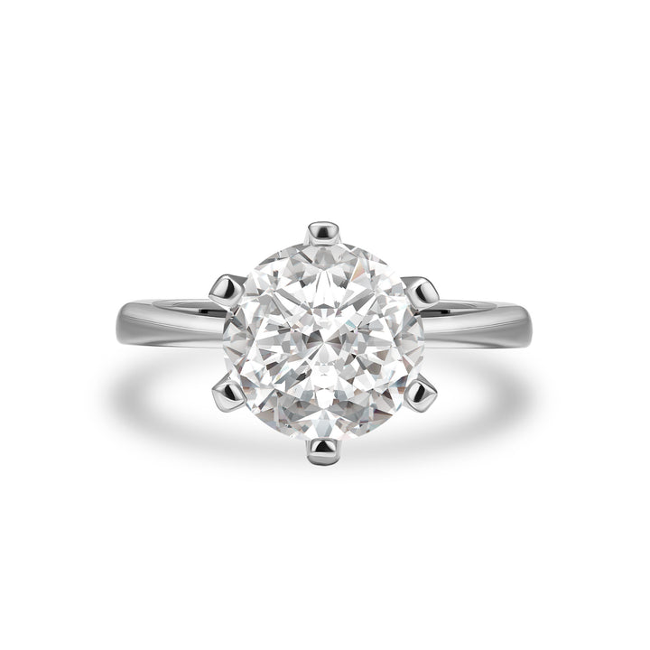 Moissanite 3.0Ct Round Cut Comfort Fit Six Prong Solitaire Engagement Ring