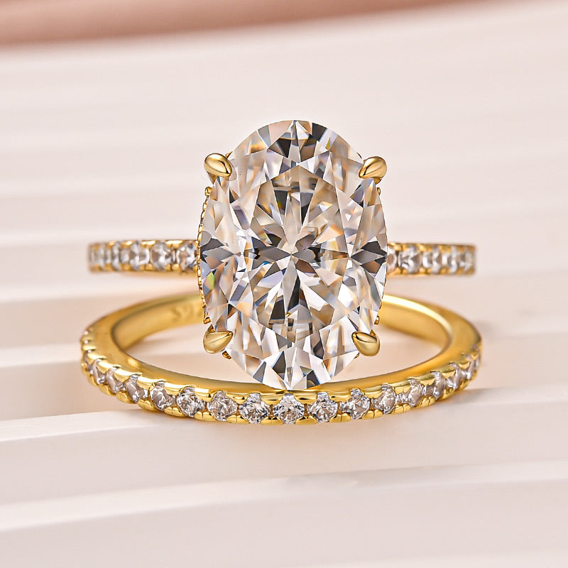 Rodiffy Moissanite 4.0 Ct ～ 5.5 Ct Oval Cut Yellow Gold Wedding Ring For Women
