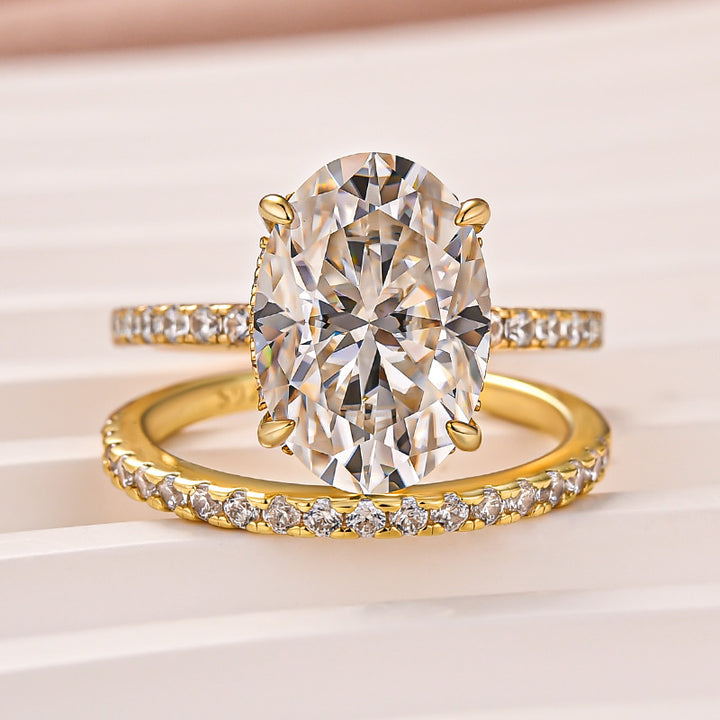 Rodiffy Moissanite 4.0 Ct ～ 5.5 Ct Oval Cut Yellow Gold/White Gold Wedding Ring For Women
