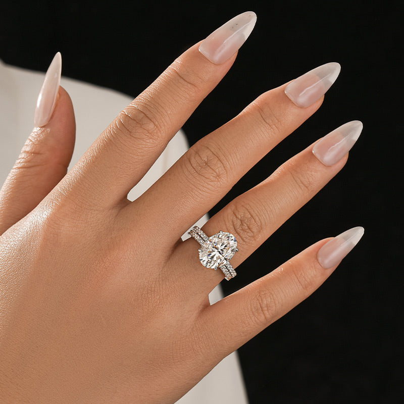 Rodiffy Moissanite 4.0 Ct ～5.5 Ct Oval Cut White Gold Wedding Ring For Women