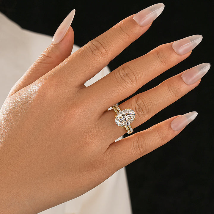 Rodiffy Moissanite 4.0 Ct ～ 5.5 Ct Oval Cut Yellow Gold/White Gold Wedding Ring For Women
