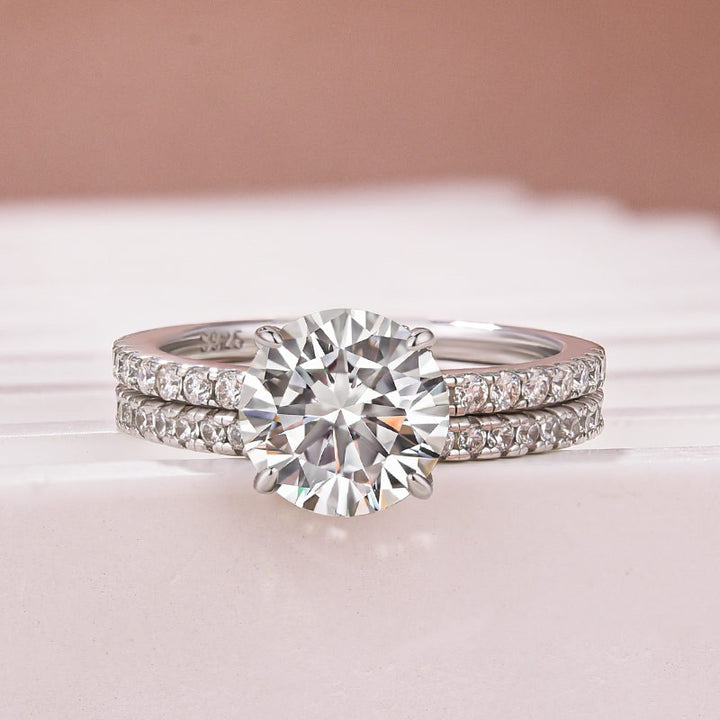 Moissanite 2.0Ct Round Cut White Gold Bridal Wedding Ring Set