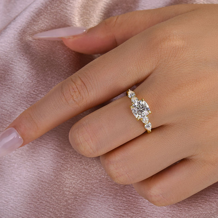 Rodiffy Moissanite 2.0 Ct Cushion Yellow Gold Bridal Ring