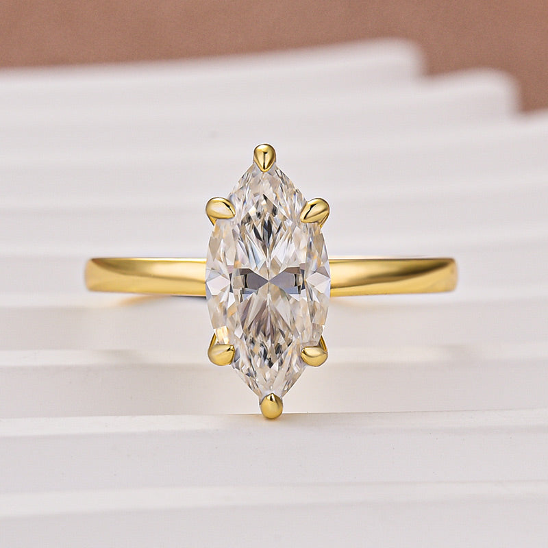 Moissanite 2.0Ct Secret Halo Marquise Cut Engagement Ring Travel Ring In Sterling Silver