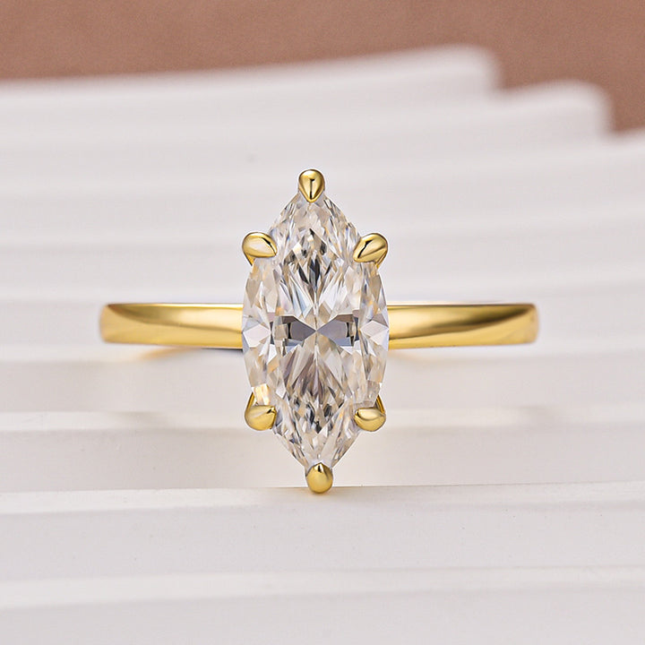 Moissanite 2.0Ct Secret Halo Marquise Cut Engagement Ring Travel Ring In Sterling Silver