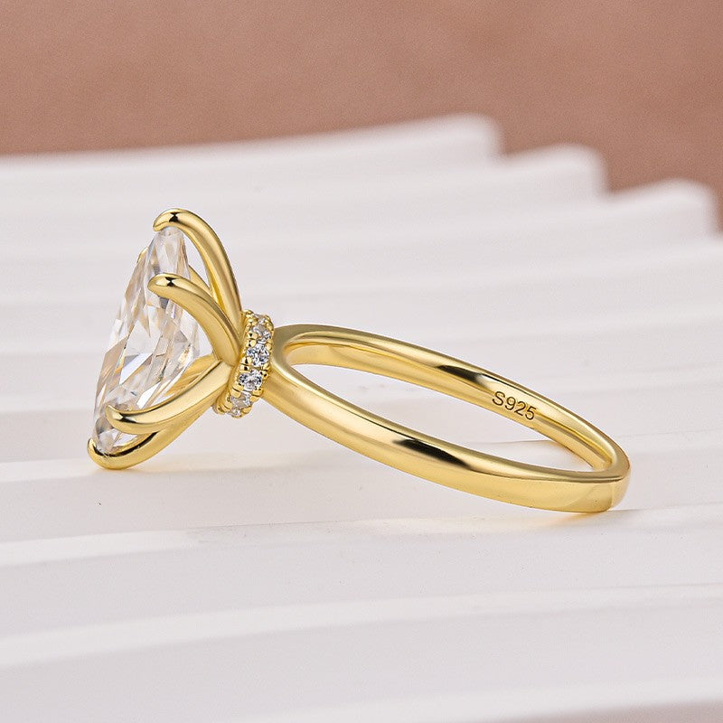 Moissanite 2.0Ct Secret Halo Marquise Cut Engagement Ring Travel Ring In Sterling Silver