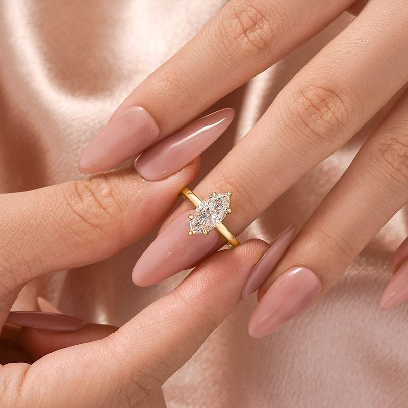 Moissanite 2.0Ct Secret Halo Marquise Cut Engagement Ring Travel Ring In Sterling Silver