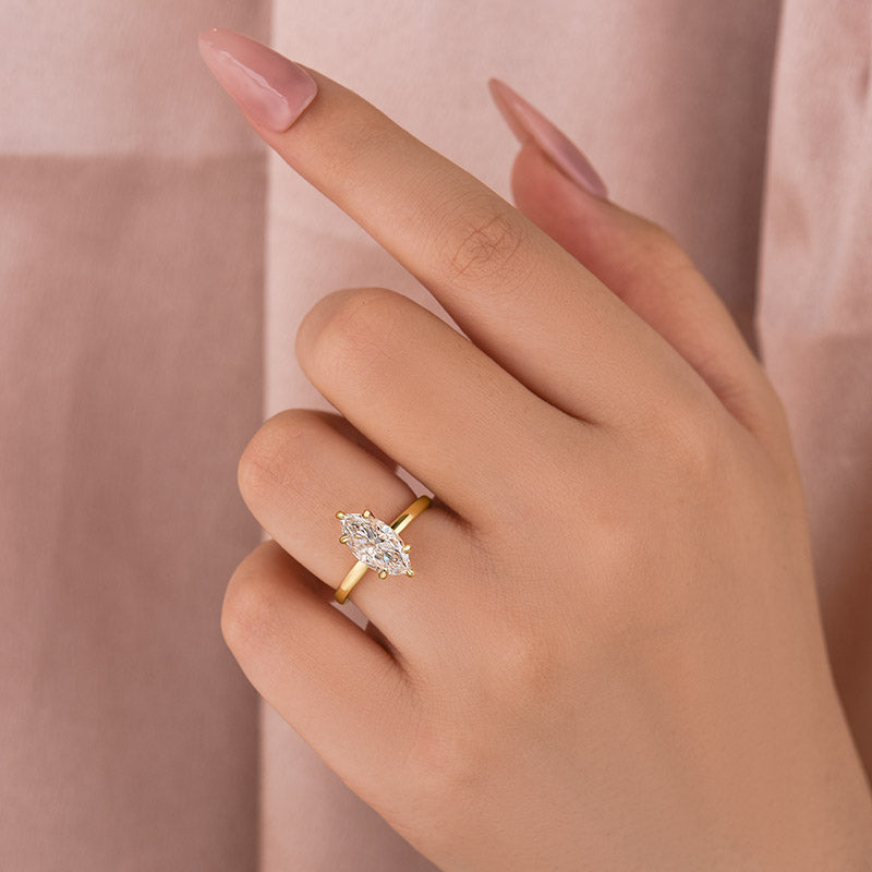 Moissanite 2.0Ct Secret Halo Marquise Cut Engagement Ring Travel Ring In Sterling Silver