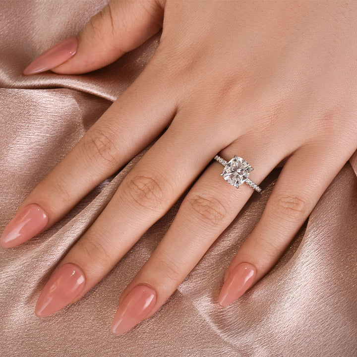 Rodiffy Moissanite 3.0 Ct Cushion Cut White Gold Engagement Ring For Women