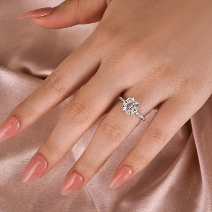 Rodiffy Moissanite 3.0 Ct Cushion Cut White Gold Engagement Ring For Women