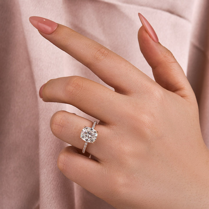 Rodiffy Moissanite 3.0 Ct Cushion Cut Rose Gold Engagement Ring For Women