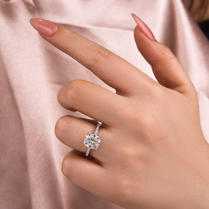 Rodiffy Moissanite 3.0 Ct Cushion Cut White Gold Engagement Ring For Women