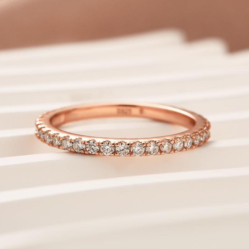 Rodiffy Moissanite 0.5 Ct Rose Gold  Full Eternity Thin Wedding Band For Women