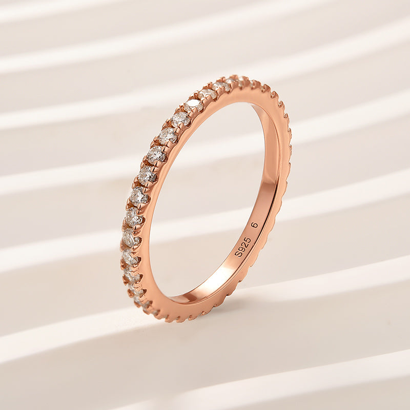Rodiffy Moissanite 0.5 Ct Rose Gold  Full Eternity Thin Wedding Band For Women