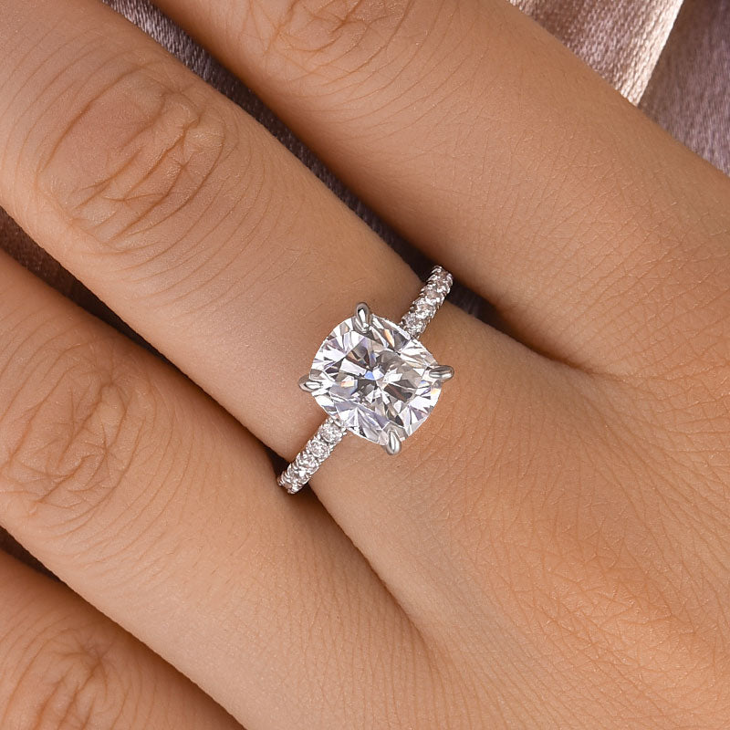 Rodiffy Moissanite 3.5 Ct Radiant Cut White Gold Engagement Ring For Women